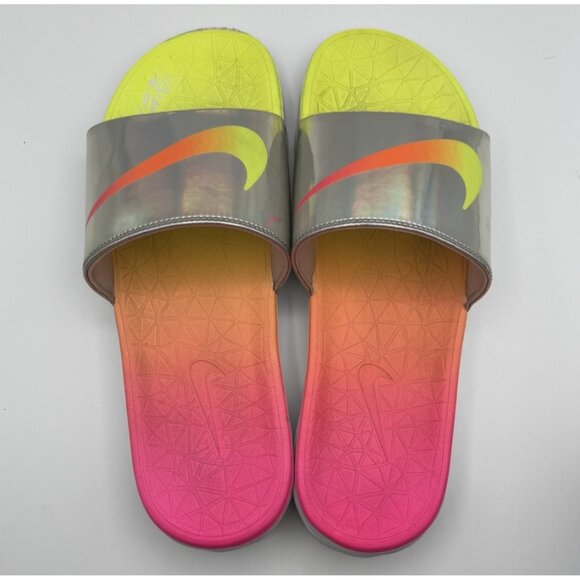 2016 Nike Benassi Solarsoft Rio Olympics USA sz 12 Pink & Lemon Slides Pre-Owned main image 4